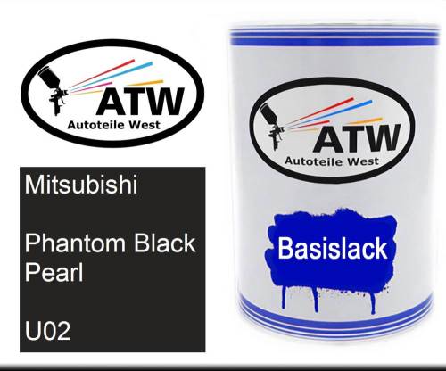 Mitsubishi, Phantom Black Pearl, U02: 500ml Lackdose, von ATW Autoteile West.